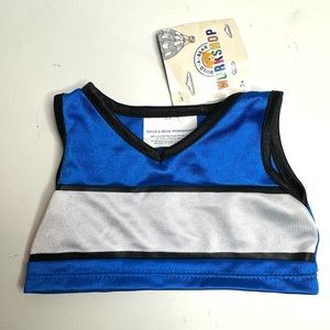 Build A Bear Blue Cheer Outfit Top—Blue And White Color Blocks With Tag